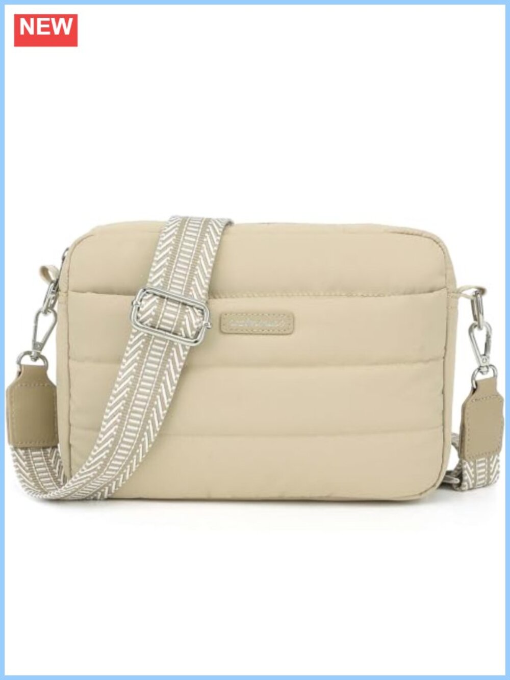 Quilted Nylon Puffer Crossbody Bag Lightweight Adjustable Guitar Strap